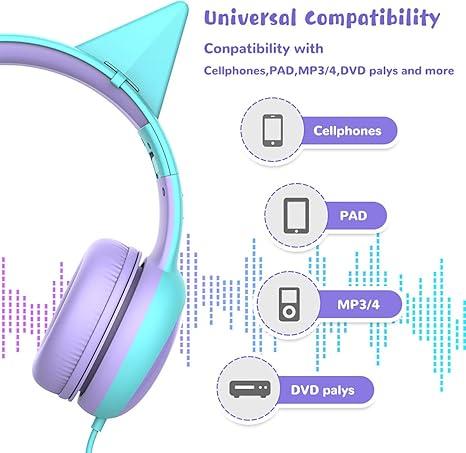 gorsun Kids Headphones with Limited Volume, Children's Headphone Over Ear, Toddler Headphones for Boys and Girls, Wired Headset Earphones for Children Audio Adjustable Christmas gifts for children 2024 Wireless Foldable