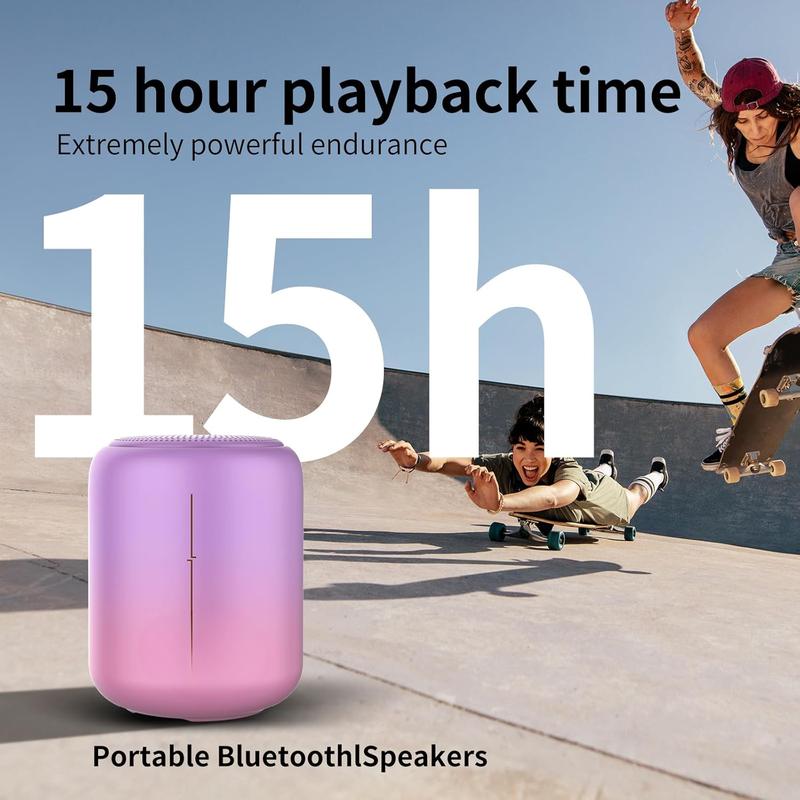 Bluetooth Portable Speaker,IPX7 Waterproof Wireless  with HD Sound and Bluetooth 5.3,15H Playtime, 5W Stereo,Deep Bass, Audio Birthday