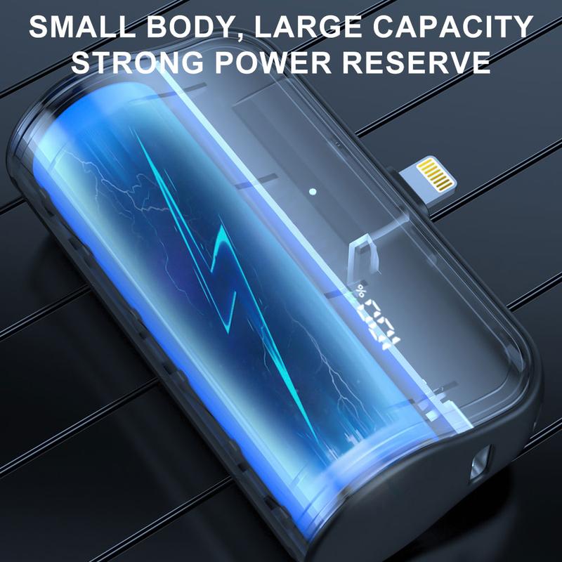 Mini Power Bank with Built-in Foldable Lightning Type-c Connector, 5,000mAh Portable Charger, for iPhone 15 15 Plus 15 Pro 15 Pro Max, Samsung S22 23 Series, Huawei, iPad Pro Air, AirPods, and More