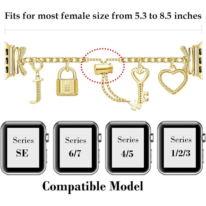 Compatible with Watch Band 38mm 40mm 41mm 42mm 42mm 44mm 45mm,Dressy Cute Bling Watch Charm Bracelet Band for Women for iWatch Series SE 7 6 5 4 3 2 1