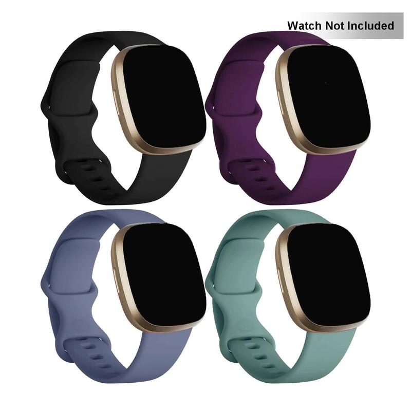 Decorative Smart Watch Band, 4 Counts set Solid Color Replacement Watch Wristband Compatible With Sense Versa 3   Versa 4   Sense 2, Wearable Accessories