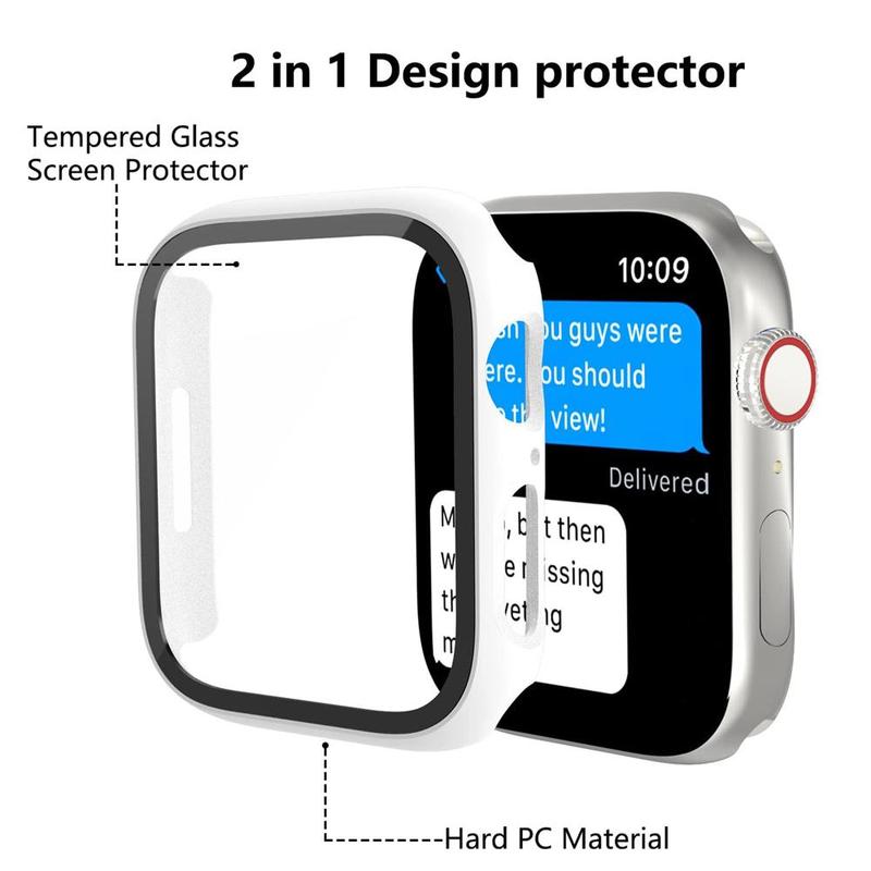 2 in 1 PC + Tempered Glass Integrated Screen Protector Case (5 Counts set), Anti-drop Protective Cover Compatible with Apple Watch Ultra SE 9 8 7 6 5 4 3 2 1