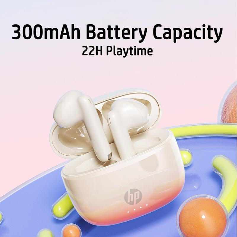 HP Wireless Earphone, 1 Count In-ear Design Noise Cancelling Headphone with Charging Case, Stereo Bass Earbuds, IPX4 Waterproof Sports Earphone