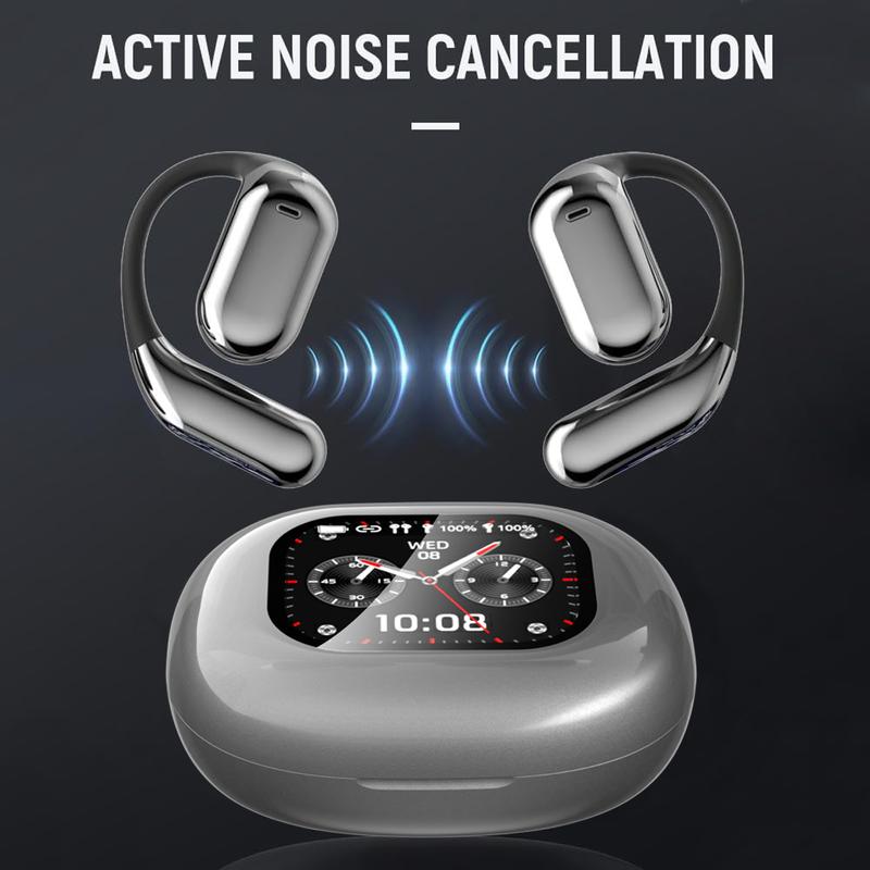 True Wireless Open Ear Earbuds Bluetooth 5.4 IPX5 Waterproof 48Hours Play time OWS Headphones Immersive Premium Sound Long Distance Connection Headset with Charging Case Light-Weight Headphones Built-in Microphone Earbuds