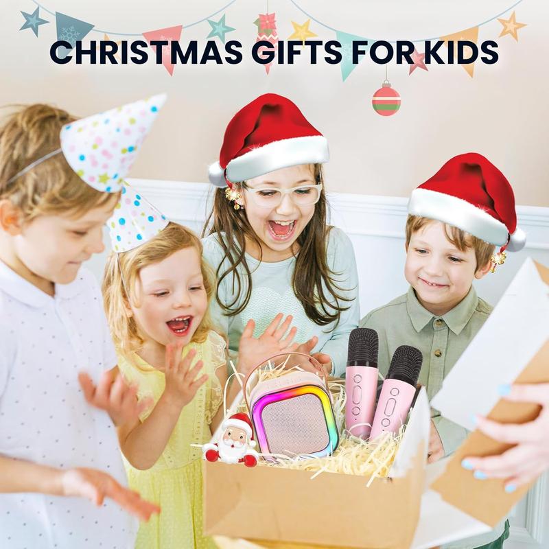 Kids Karaoke Machine with 2 Wireless Mics, Portable Bluetooth Speaker with Colorful LED Lights, Fun Family & Party Gift for Boys & Girls Portable Mini