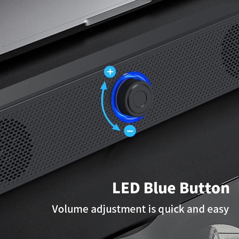 12.4 Inch Computer Speaker, Plug and Play Speaker with LED Light, Compact Speaker with 3.5mm Plug & Volume Control for Computers & Laptops