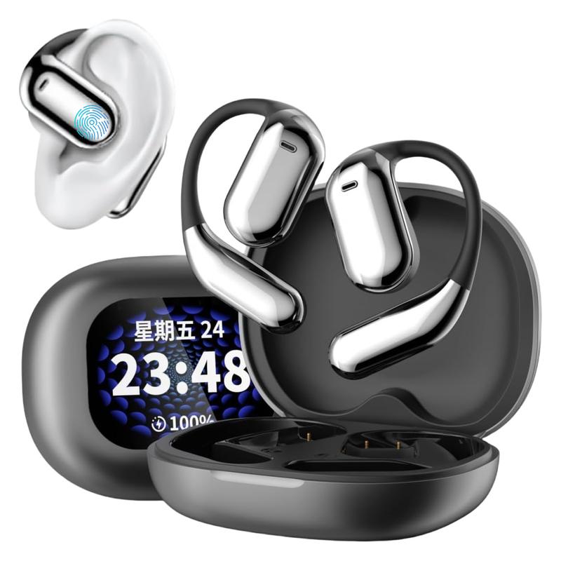 True Wireless Open Ear Earbuds Bluetooth 5.4 IPX5 Waterproof 48Hours Play time OWS Headphones Immersive Premium Sound Long Distance Connection Headset with Charging Case Light-Weight Headphones Built-in Microphone Earbuds