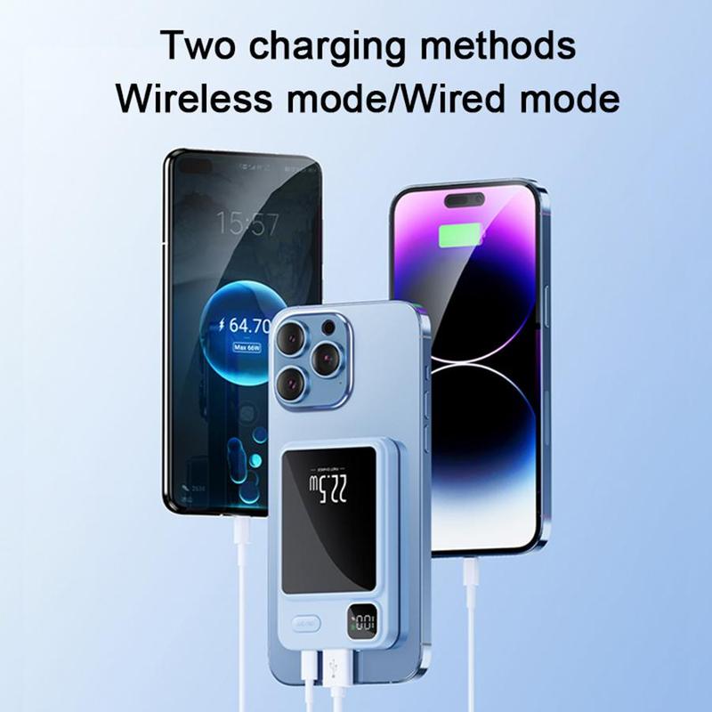 Wireless Power Bank, 10000mAh Portable Magnetic Mini Fast Charging Bank, LED Digital Display Mobile Power for Outdoor Travel & Emergency Backup