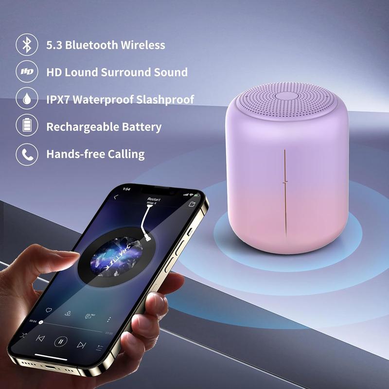 Bluetooth Portable Speaker,IPX7 Waterproof Wireless  with HD Sound and Bluetooth 5.3,15H Playtime, 5W Stereo,Deep Bass, Audio Birthday