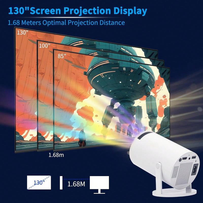 The Latest Projector With The Latest Version Of Android - Portable 1080P 720P And 200 ANSI Lumens For Indoor And Outdoor Theaters, 180° Adjustable Projection Angle, Wireless Connectivity