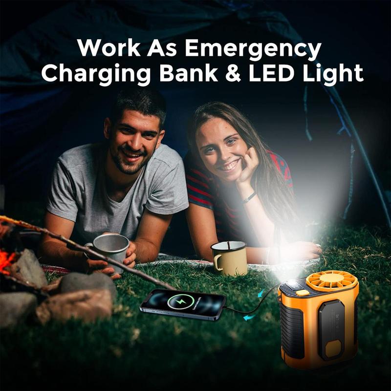 10000mAh Portable Power Bank , 1 Count 3 in 1 Outdoor Fan with Torch, 3 Wind Speeds Cooling Fan with LED Light, Rechargeable Camping Fan, Suitable for Outdoor Work, Farm, Hiking, Camping, Gardening and Travel