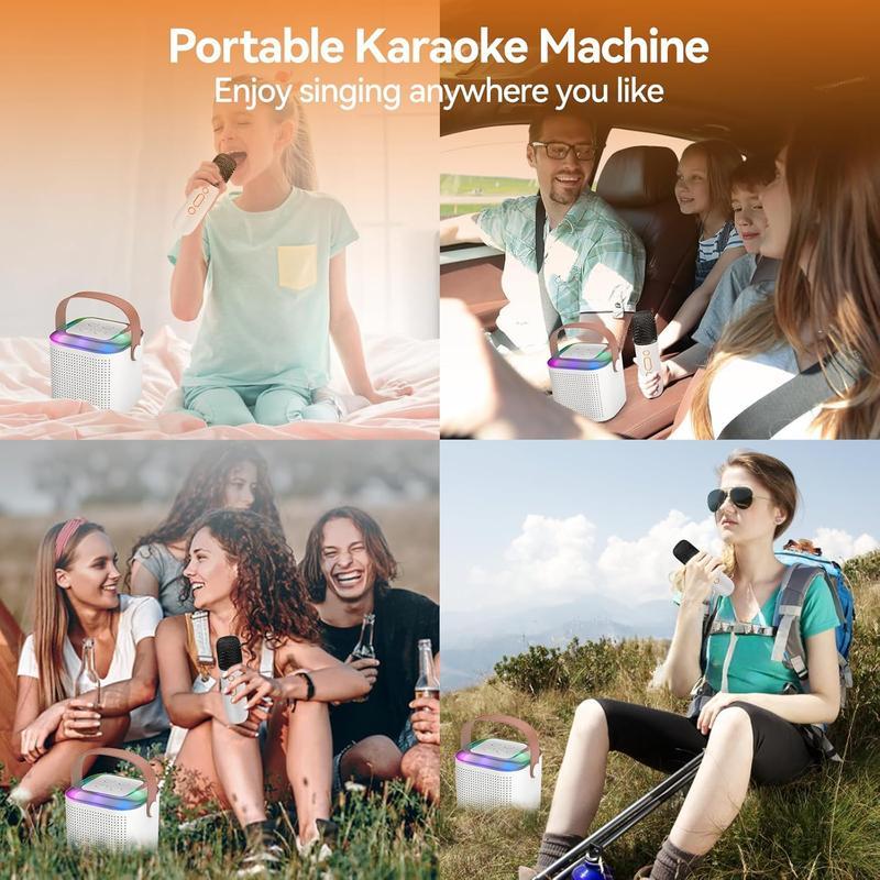 Kids Karaoke Machine with 2 Wireless Mics, Portable Bluetooth Speaker with Colorful LED Lights, Fun Family & Party Gift for Boys & Girls Portable Mini