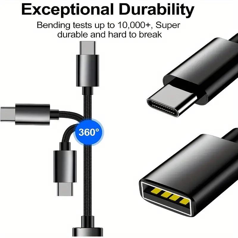 USB-C to USB-A & USB-A to USB-C OTG Cable Adapter, 400-500 MB S Speed Data Transfer, Fast Charging & Reversible Adapter for iPhone, Samsung, iPad, Laptop