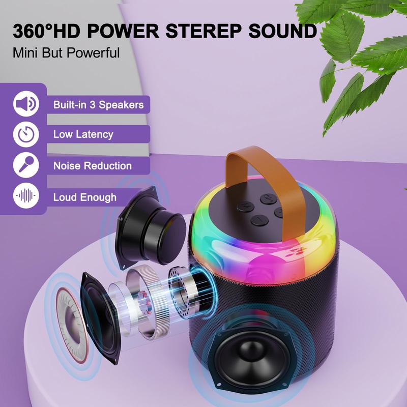 iYoYo Christmas Kids Toys Gifts Karaoke Machine, Portable Bluetooth Speaker with Wireless Microphone, Happy travel,6 Sound Modes,Audio Smartphone