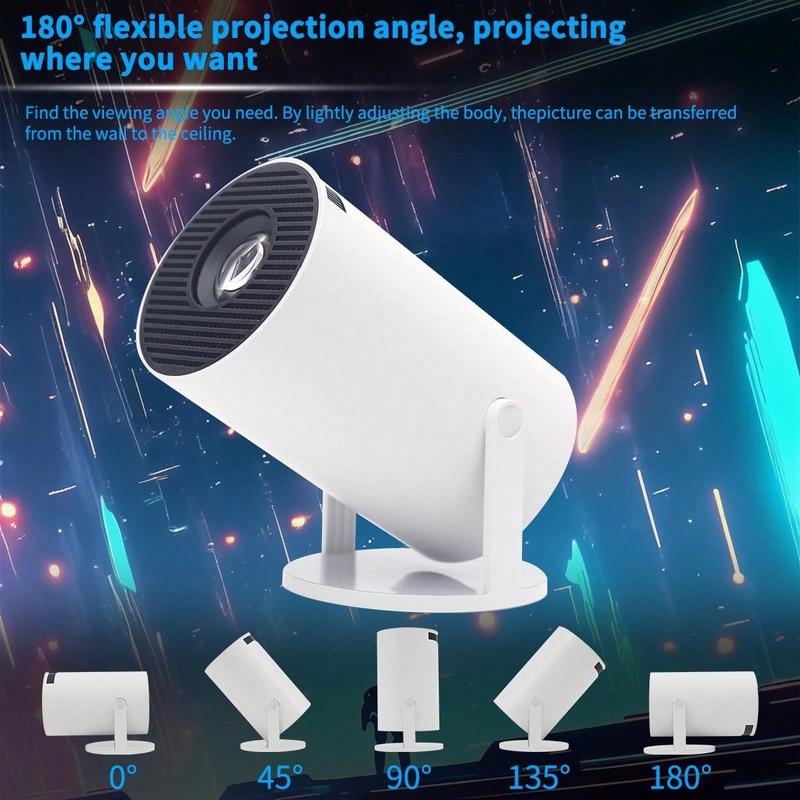 The Latest Projector With The Latest Version Of Android - Portable 1080P 720P And 200 ANSI Lumens For Indoor And Outdoor Theaters, 180° Adjustable Projection Angle, Wireless Connectivity