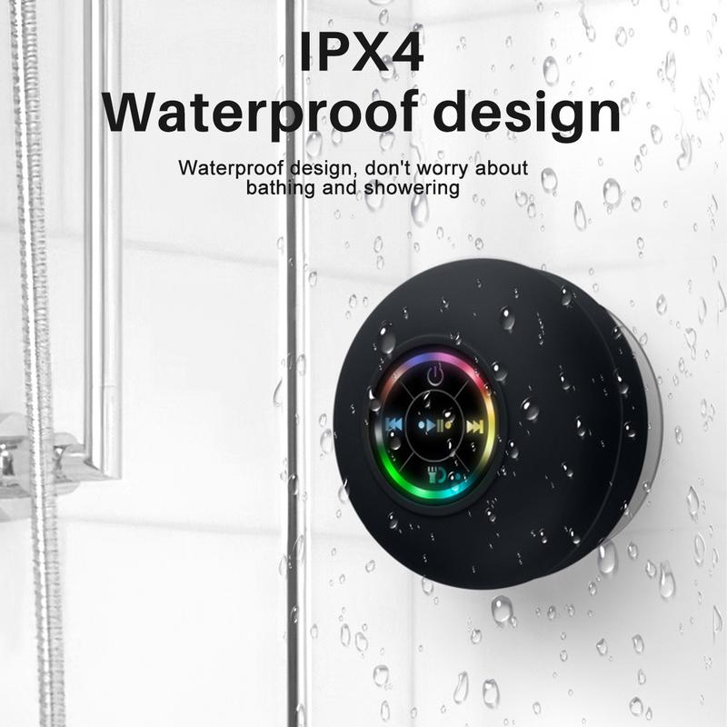 Mini Bluetooth Shower Speaker, Waterproof Portable Wireless Speaker Led Shower Suction Cup Speaker, Small Surround for Party, Travel, Beach Bathroom