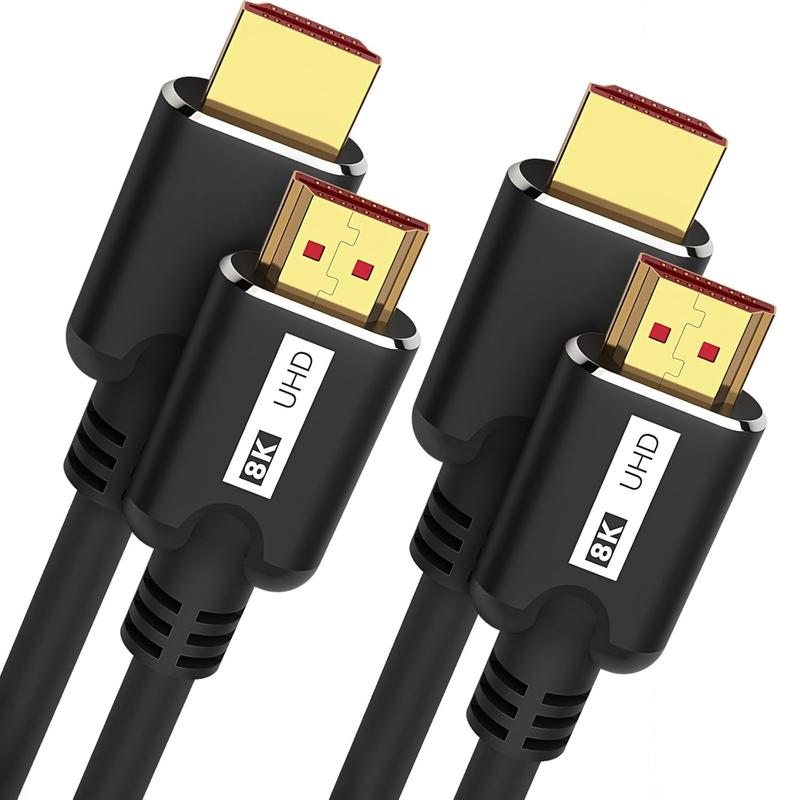 8K HDMI  6FT 2Pack, High Speed 48Gbps HD Shielded Cord, Supports 8K@60Hz, 4K@120Hz in-Wall CL3 Rated HDMI 2.1 Cord, Compatible with Roku TV Laptop PC HDTV and More