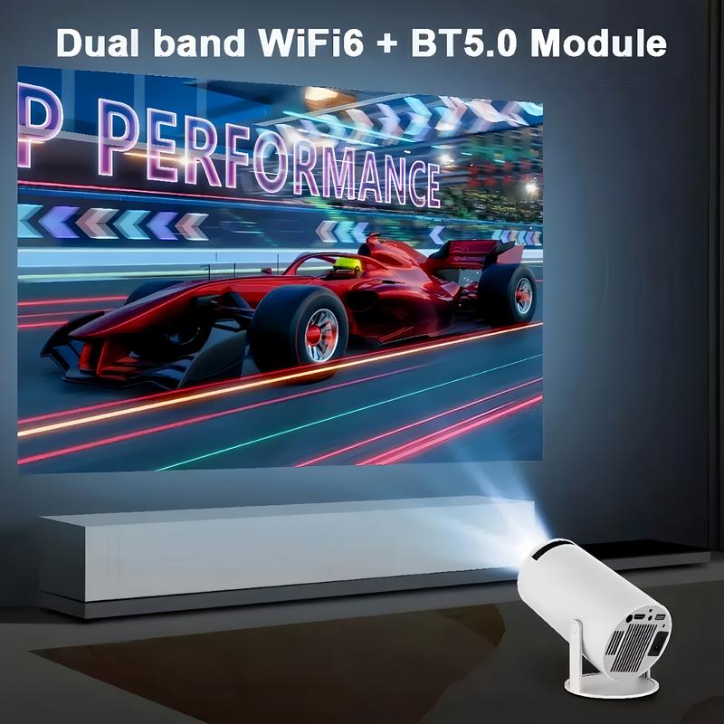 Remote Portable Audio Projector, 4K HD Projector 180° Rotatable WIFI6 Bluetooth 5.0, Multifunctional Projector for Home Theater, Outdoor, Presentations, Home & Outdoor Use Campatible,Christmas and New Year Gifts Android Connection