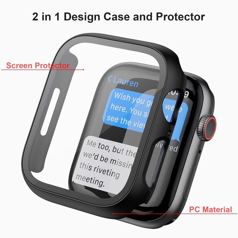 2 in 1 PC + Tempered Glass Integrated Screen Protector Case (5 Counts set), Anti-drop Protective Cover Compatible with Apple Watch Ultra SE 9 8 7 6 5 4 3 2 1