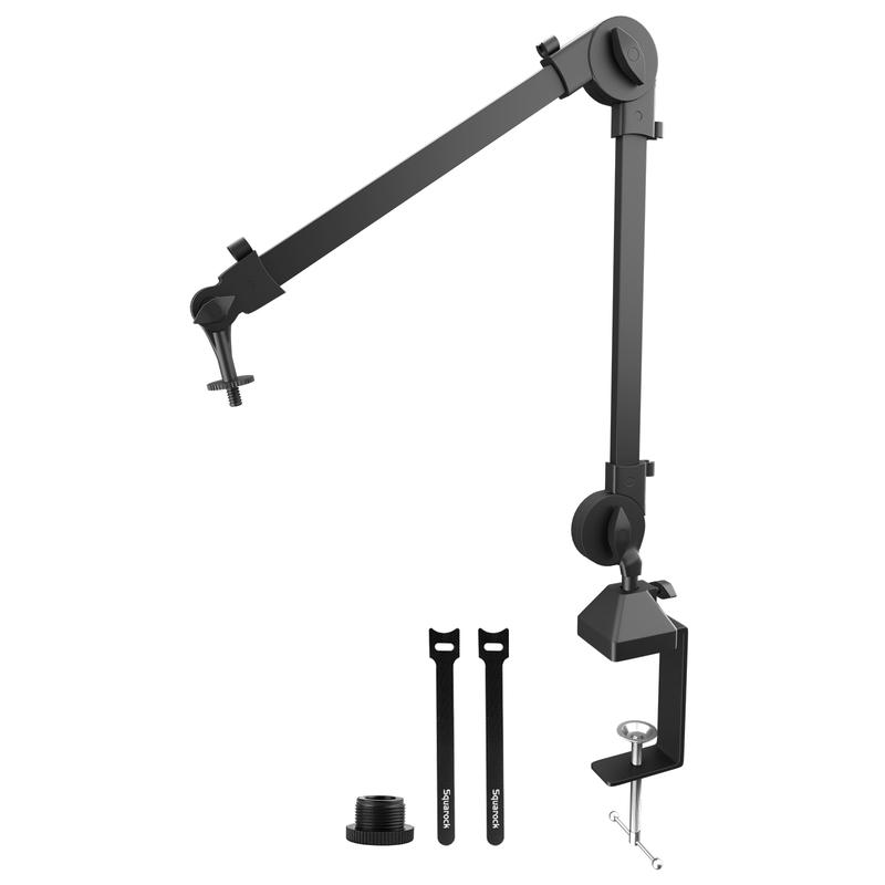 Squarock Mic Arm Mic Stand Adjustable Boom Arm Cable Management Rotatable Mic Microphone for Radio Studio, Podcast, Gaming