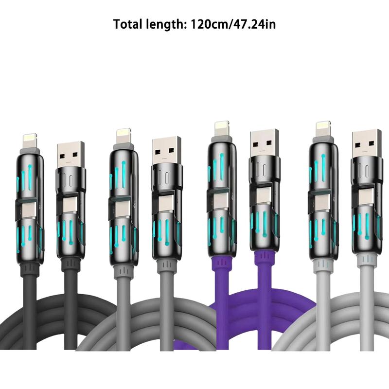 4-in-1 USB C Cable, Multi-functional 240W Fast Charge Data Cable, Phone Accessories Suitable for iPhone 15 14 Phone iPad Pro, Cellphone Charging Accessories