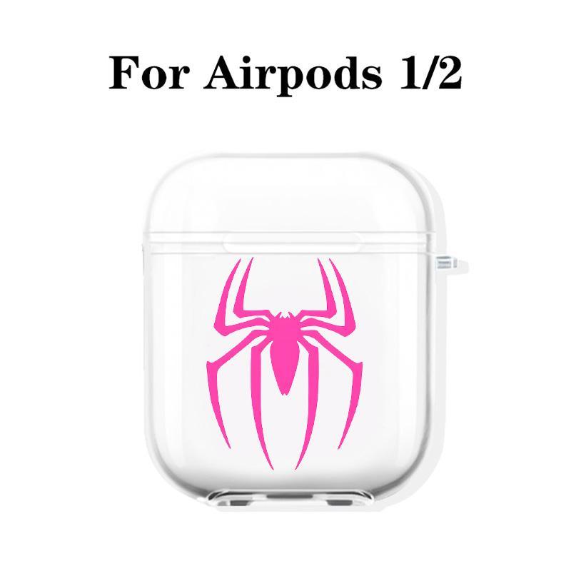 Bold Pink Spider Design Earphone Case with Hiking Buckle, Shockproof & Anti-fall TPU Earphone Cover for AirPods 1 2, 3, Pro, Pro 2, Gift for Friend