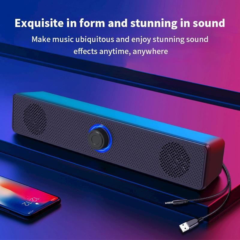 12.4 Inch Computer Speaker, Plug and Play Speaker with LED Light, Compact Speaker with 3.5mm Plug & Volume Control for Computers & Laptops