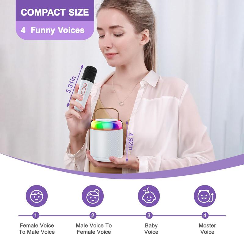 iYoYo Christmas Kids Toys Gifts Karaoke Machine, Portable Bluetooth Speaker with Wireless Microphone, Happy travel,6 Sound Modes,Audio Smartphone