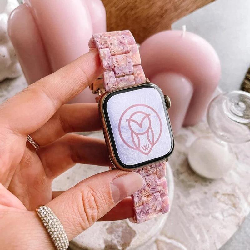 WizeBand Perla Ceramic Strap for Apple Watch - Rose Gold, Silver, or Black Hardware - Personalized Fit