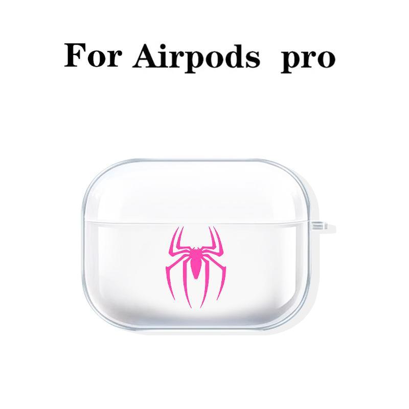 Bold Pink Spider Design Earphone Case with Hiking Buckle, Shockproof & Anti-fall TPU Earphone Cover for AirPods 1 2, 3, Pro, Pro 2, Gift for Friend