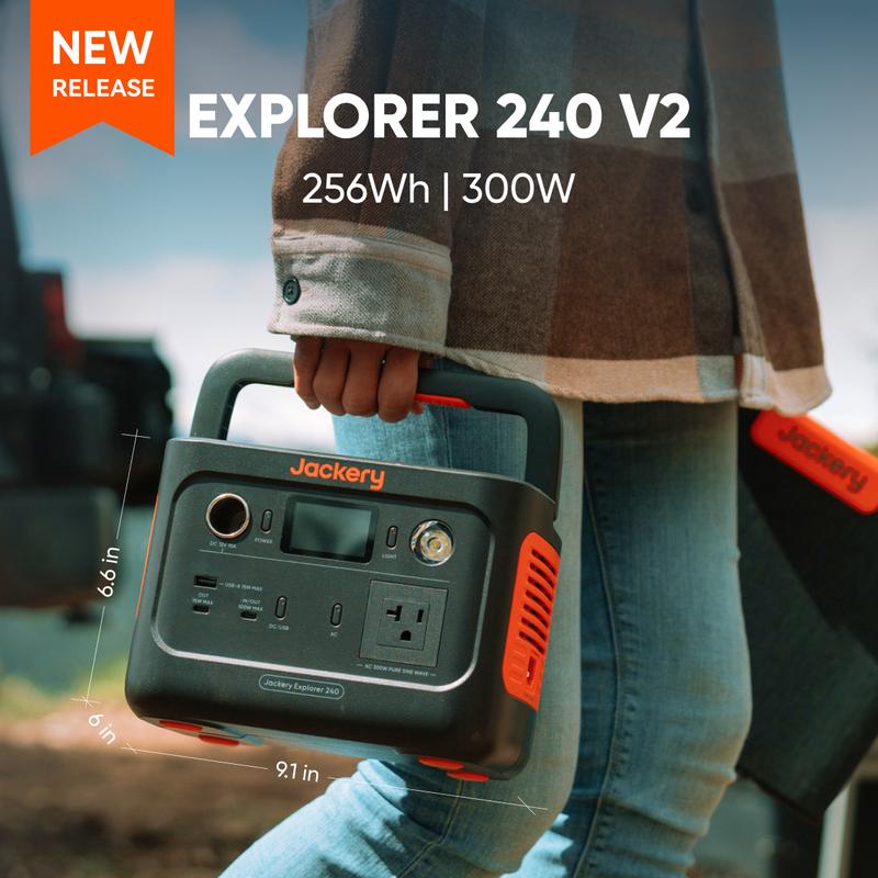 Jackery Explorer 240 Portable PowerStation 2024 Version For Winter Travel, 256Wh LiFePO4 Battery with 300W AC 100W USB-C Output, 1Hr Fast Charging, Versatile Scenarios -Outdoor Camping, RV Travel and Emergency Backup power (solar panel optional)