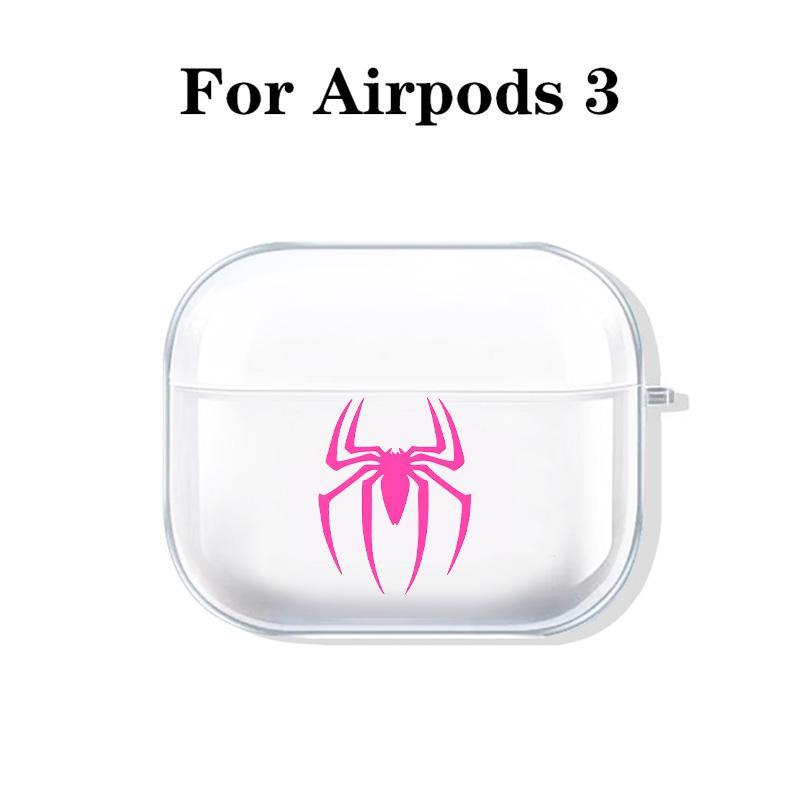 Bold Pink Spider Design Earphone Case with Hiking Buckle, Shockproof & Anti-fall TPU Earphone Cover for AirPods 1 2, 3, Pro, Pro 2, Gift for Friend