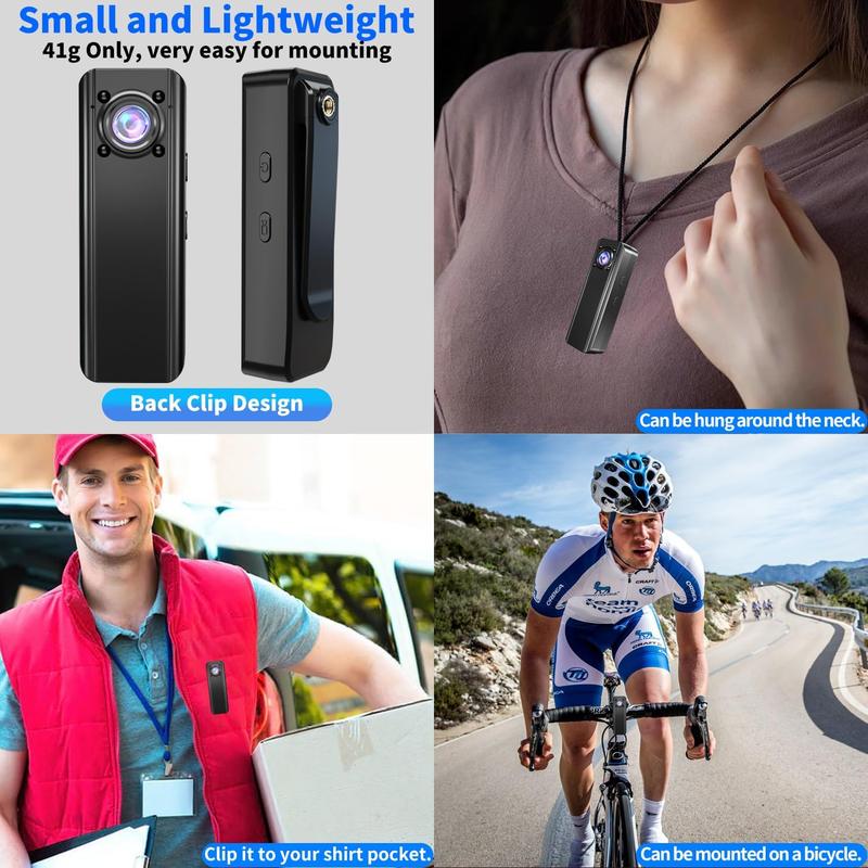 Cam 4K HD Mini  Camera Action Camera  Dash Cam Wearable Camcorder for Daily Records Easy to Use with  Clip for Traveling Cycling