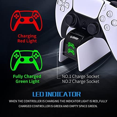 G-STORY PS5 Charging Station, Upgraded playstation 5 Controller Charging Station with LED Indicator Controller Skin & 1.5M Charging Cable, Safety Chip Protection, Adjustable Support Plate Dual, Fast Charging Accessories Console Wireless Device