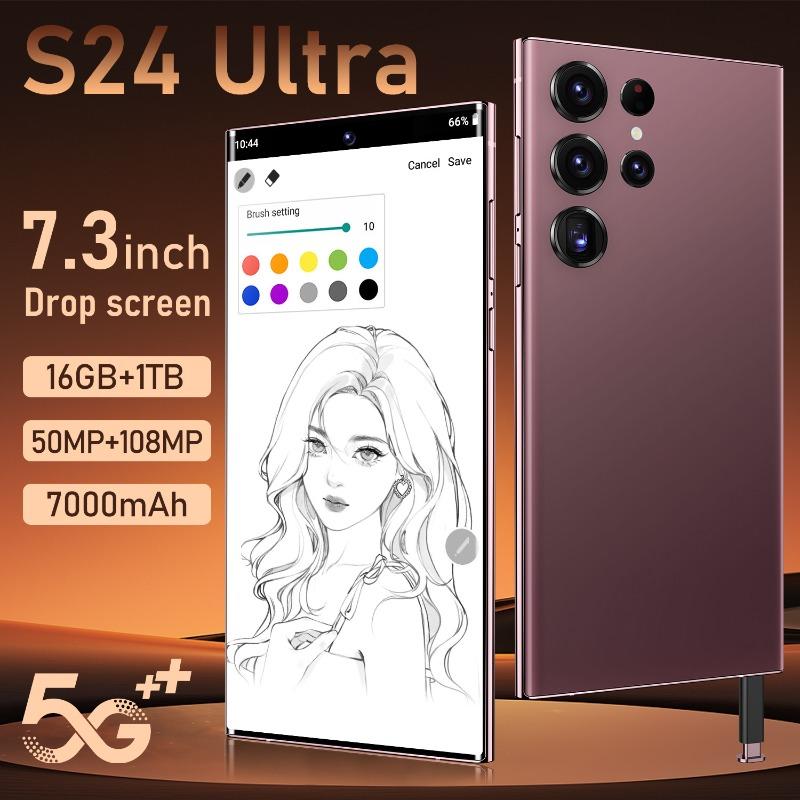 QEKOriginal S24 Ultra smartphone network 7.3-inch 16GB+1TB Android phone unlocked 7000mAh 50MP+108MP 5G phone NFC, smartphone gift, limited time promotion