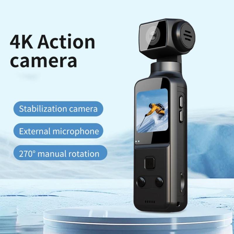 4K Video Blog Camera, 270 Degree Rotatable Video Camera with 1.33 Inch CMOS, Anti-shake Action Camera for Video & Video Blog