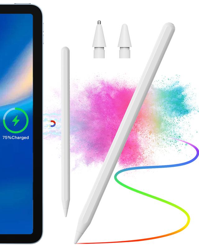 Stylus Pen for iPad, Apple Pencil 2nd Generation with Magnetic Wireless Charging for iPad Air 5th 4th Gen, iPad Pro 12.9 & 11 inch, iPad Mini 6th, Tilt Sensitivity & Palm Rejection iPencil (White),tablet stylus drawing pen palm rejection