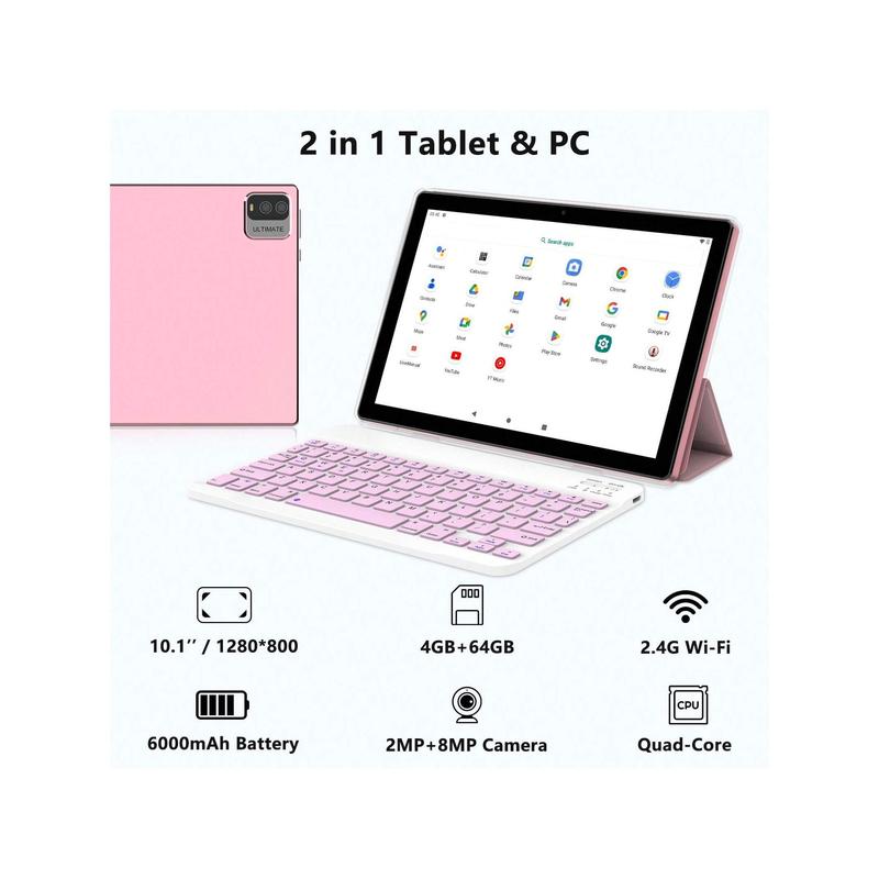 10.1 Inch Android 13 Tablet, 2024 Newest 2 In 1 Tablets With Keyboard Case Mouse Stylus, 10GB RAM+64GB ROM  512GB Expandable Tablet, 1.8GHz Quad-Core Processor, 1280*800 IPS HD Touch Screen, 8MP Dual Camera, Games, Wi-Fi, BT Tableta PC