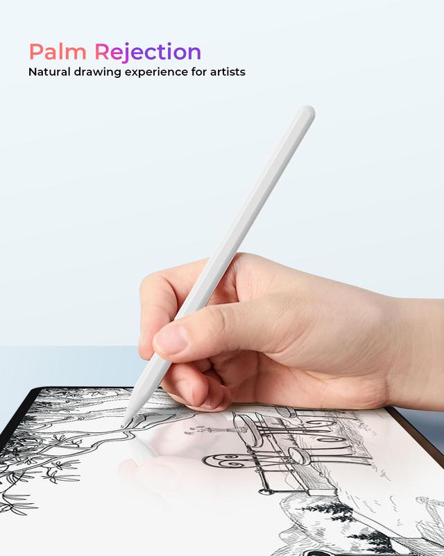 Stylus Pen for iPad, Apple Pencil 2nd Generation with Magnetic Wireless Charging for iPad Air 5th 4th Gen, iPad Pro 12.9 & 11 inch, iPad Mini 6th, Tilt Sensitivity & Palm Rejection iPencil (White),tablet stylus drawing pen palm rejection