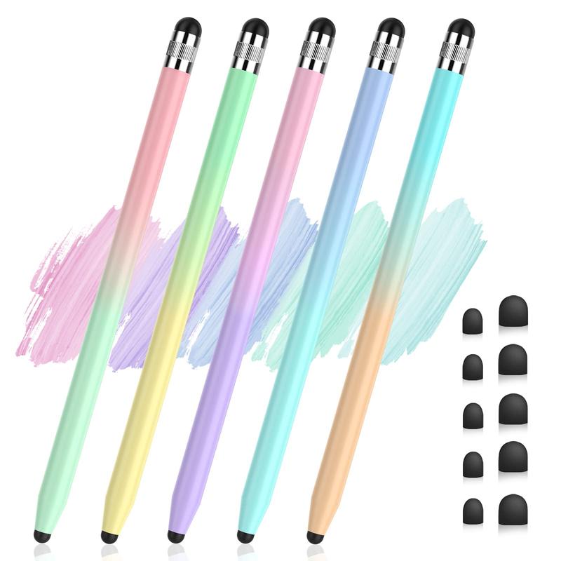 Stylus Pens for Touch Screens - 5 Pack Stylus Pens, 2-in-1 High Sensitivity Capacitive Stylus with 10 Extra Tips for iPad iPhone Tablets Samsung Galaxy All Universal Touchscreen Devices