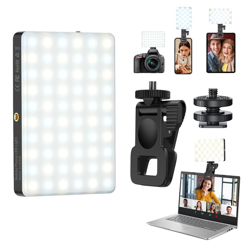 Portable Selfie Light with Clip, 1 Count USB Rechargeable High Power 60 LEDS Phone Fill Light with 3 Light Modes, Suitable for Cellphone, Camera, Laptop