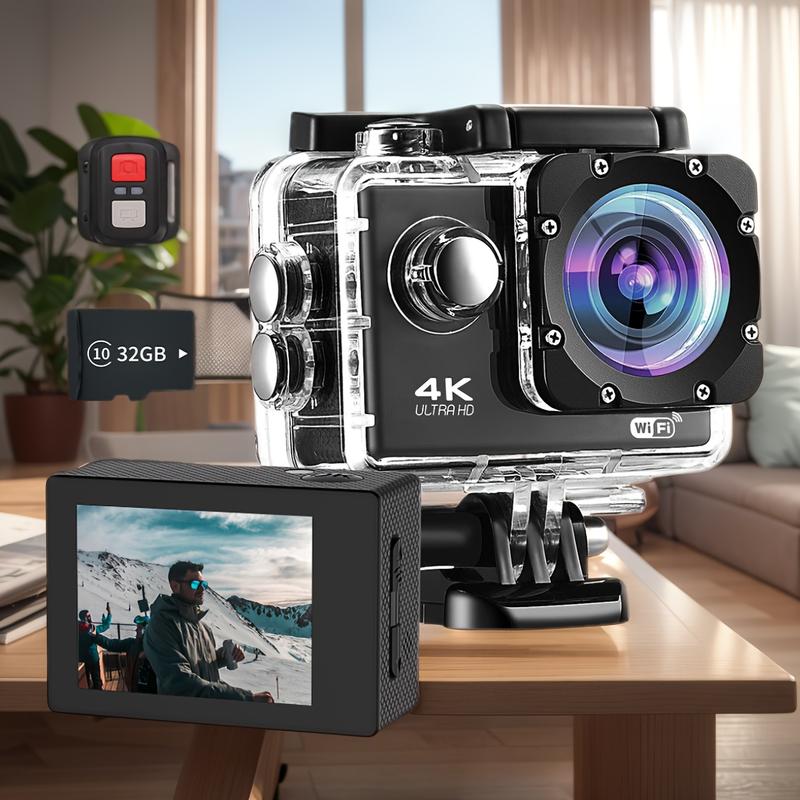 Multi-Functional 4K Ultra HD Action Camera-Waterproof and Shockproof Body, Wireless Remote Control, 170 ° Wide Angle Lens, Image Stabilization and Complete Accessory Bag | Unlock Higher Level Adventure Camera with Professional-Grade Features