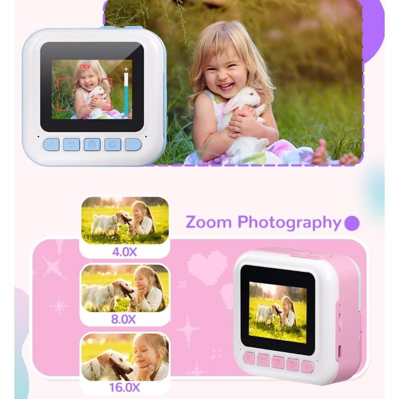 Instant Print Camera, 2.4 Inch Screen Digital Camera with Paper Set & 32G Memory Card, Selfie Video Camera, Gift for Boys & Girls