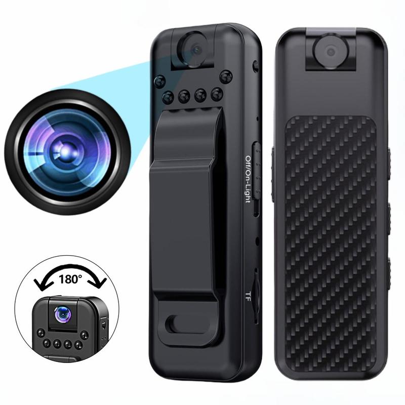 1080P USB Rechargeable Body Camera, Portable Action Camera with IR Night Vision & 180° Rotatable Lens, Wearable Sports Camera for Outdoor, Vlog Digital Recorder