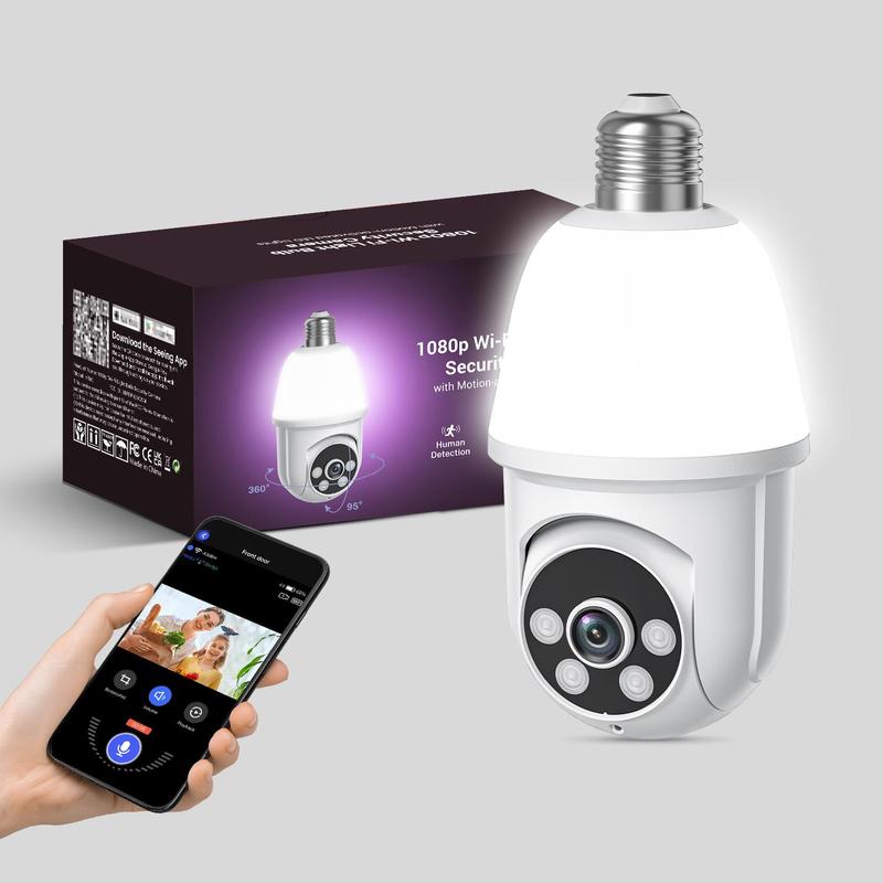 1080P Light Bulb Wireless Security Camera, Bulb CCTV, Outdoor CCTV, Smart Camera, Smart Motion-Detection Cloud Storage Camera with Two-Way Audio & Night-Vision, 360-degree Rotatable Security Camera for Home Outdoor & Indoor Surveillance