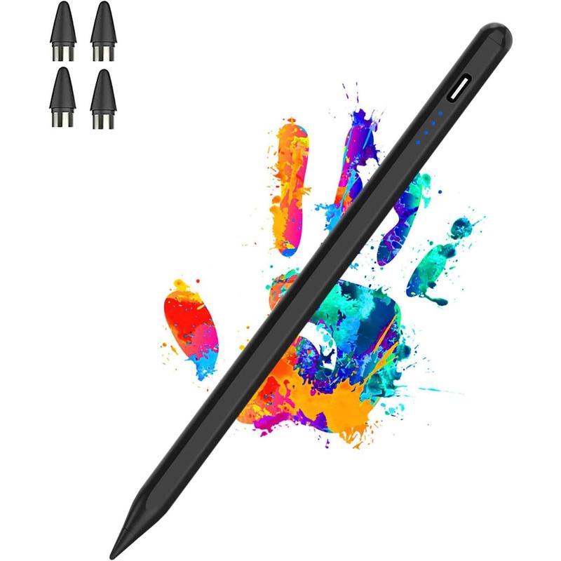 Active Stylus Pens for Touch Screens Rechargeable Tablet Pen POM Tip Magnetic iPad Pencil Universal Stylus Pen for iPad Pro Air Mini iPhone Samsung iOS Android and Other Smartphone Device-Black Accessories Computer