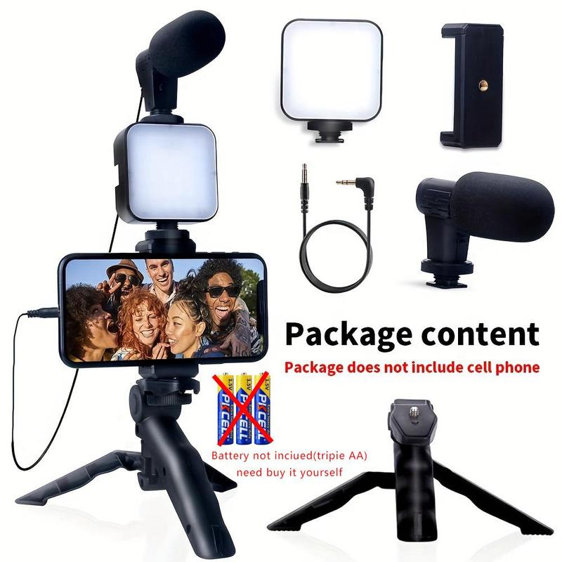 Selfie Kit with 49LEDs Fill Light, Selfie Stick Tripod with Phone Holder & Microphone, Selfie Accessories for Live Streaming, Video Calling, Video Blogging