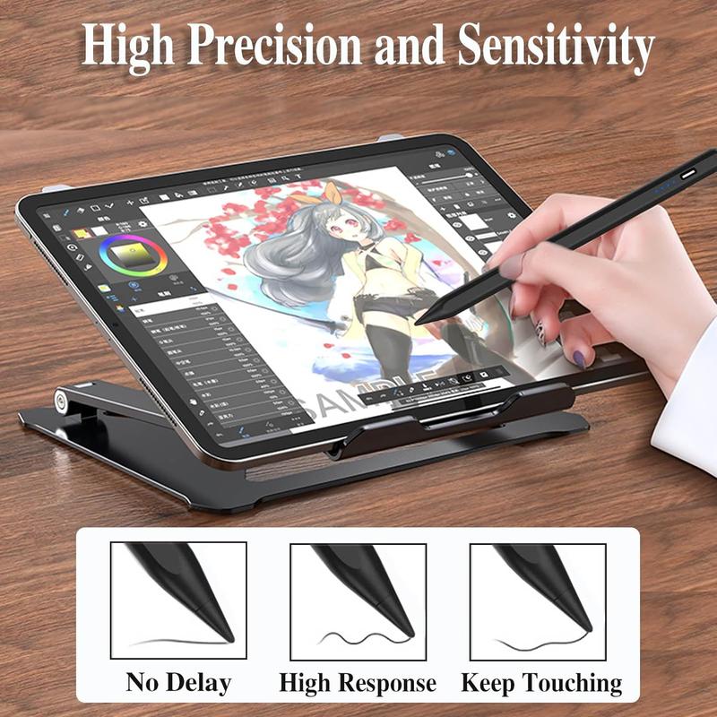 Active Stylus Pens for Touch Screens Rechargeable Tablet Pen POM Tip Magnetic iPad Pencil Universal Stylus Pen for iPad Pro Air Mini iPhone Samsung iOS Android and Other Smartphone Device-Black Accessories Computer