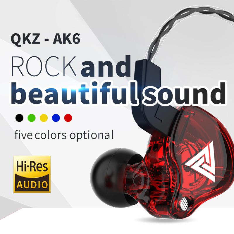 QKZ AK6 Portable Wired In-Ear Earphone, Wired Headphones With Mic, HiFi Subwoofer Noise Cancelling Wired Earphones for Game Sports, 3D Stereo Sound Headphones For Gym & Sports & Game, Headphones 8D Audio, Electronic Audio Earbud Magnetic Headset