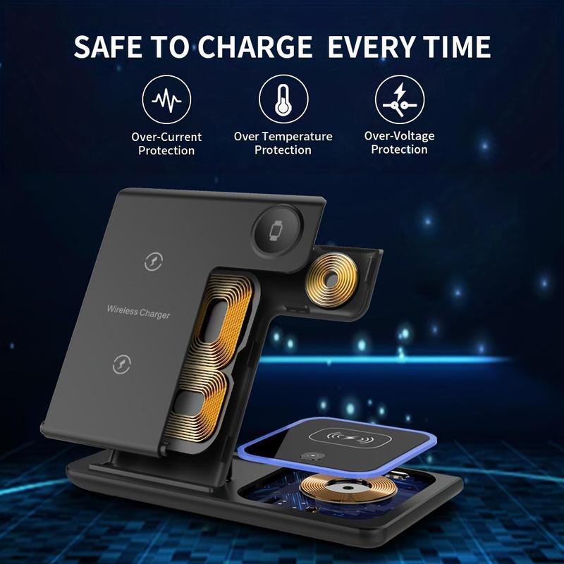 VEEROON 3 in 1 Wireless Charger, 15W Fast Charging Wireless Charger, Wireless Charging Station for iPhone 15 14 13 12 11 Pro Max XR XS 8 Plus iWatch AirPods